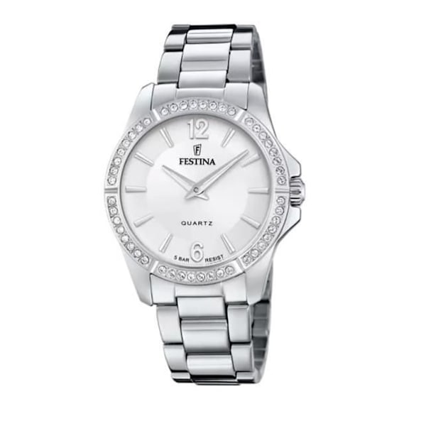 Dameur - Festina - F20593/1 - Kvarts - Vandtæthed 5 ATM - Analog visning Silver, Stål