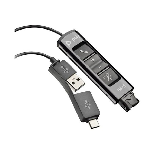 USB-A/C Adapter - Poly - DA75 - Intelligent Headset Recognition - EncorePro Headset