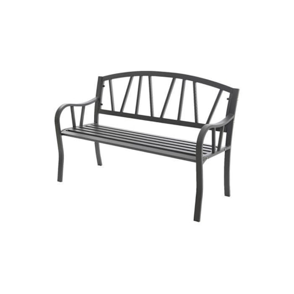 GENERIQUE trädgårdsbänk i järn - Antracit 123x53x86cm - Utomhus Antracit