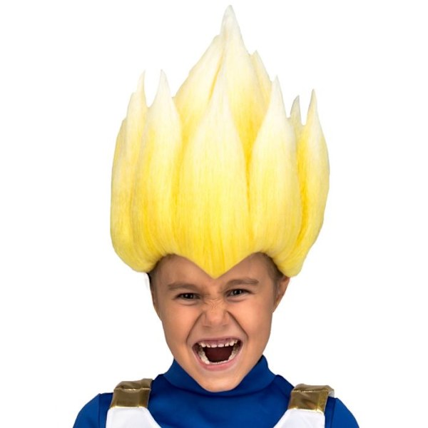 Super Saiyan Vegeta Dragon Ball barnperuk Blond med tjocka hårstrån uppdragna