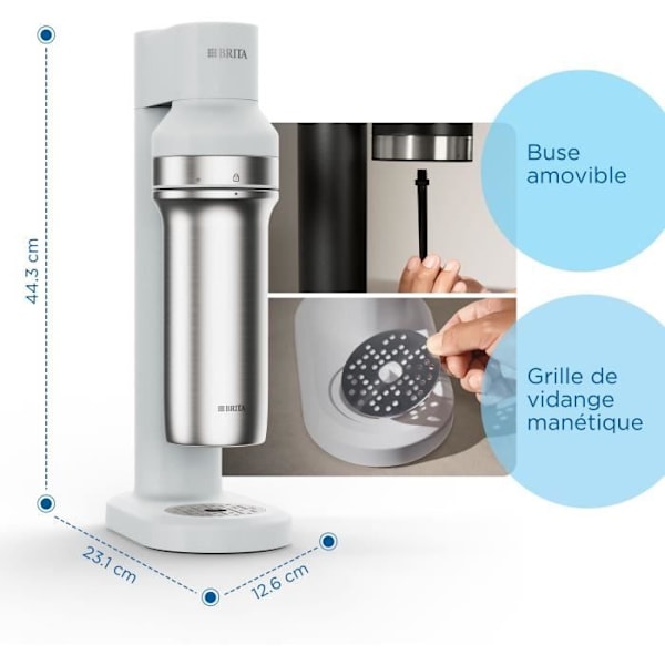 BRITA-soodakone - SodaTRIO Valkoinen - 1 Pullo 1L ja 1 CO2-sylinteri mukana