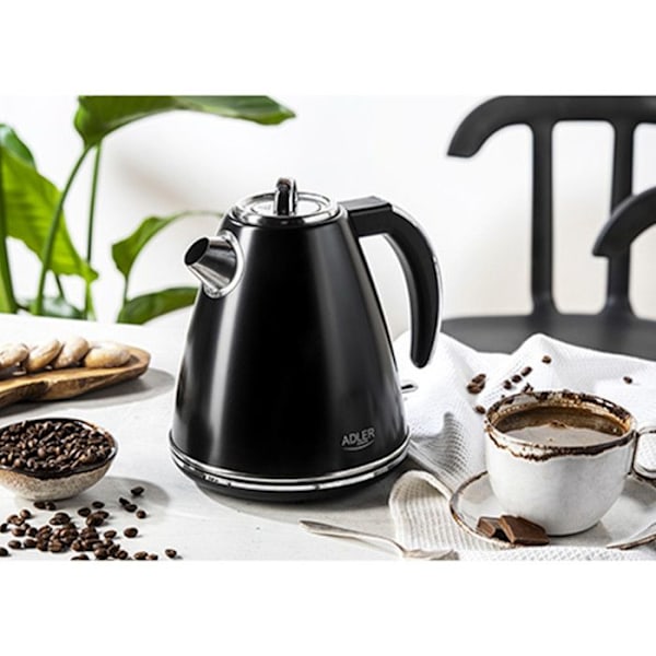 Vesipannu - ADLER - AD 1343 - Musta metalli - 1,5 L - 2200 W - 360° kääntyvä jalka sort