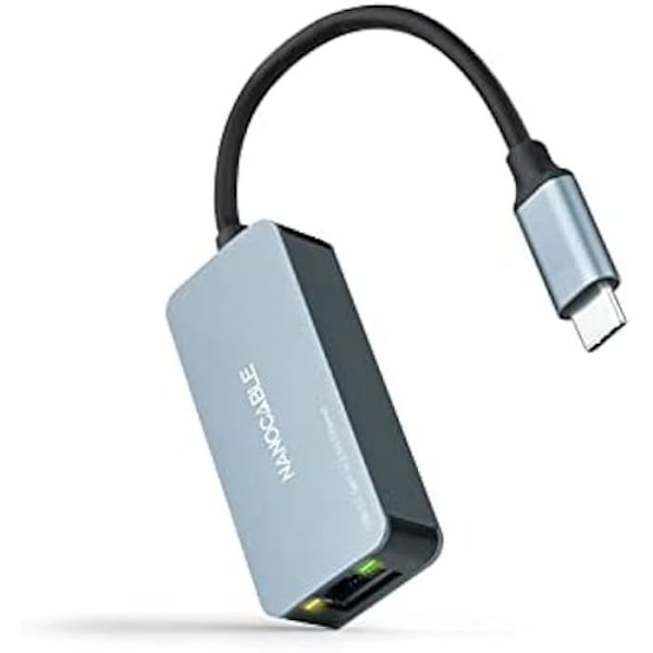 NANOCABLE 10.03.0410 - USB-C 3.2 GEN1 till 2.5G Ethernet-omvandlare, USB-C 3.2 GEN1 till 2.5G Ethernet-adapter, fodral Grå