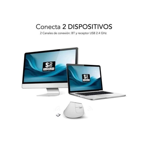 Datormus - SUBBLIM - Natur Vertikal Ergo - Ergonomisk - Tyst - USB Typ C