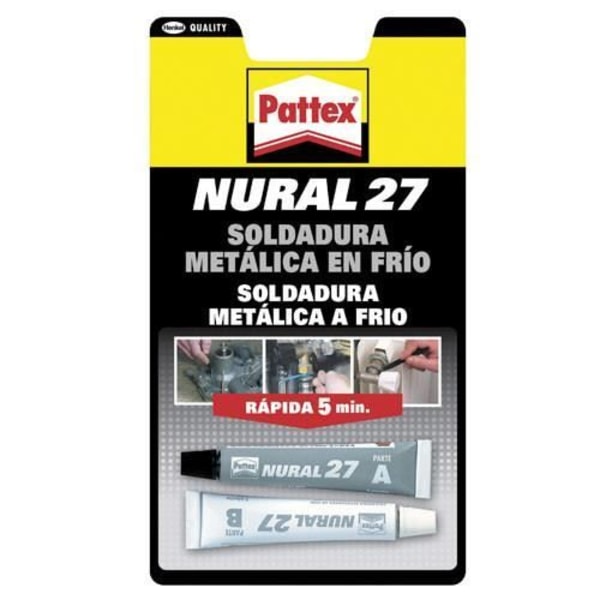 Adhesiv - Nural - 27 - Pakke med 2 rør 22 cm³ - Modstand 100 kg/cm² - Blandetid 4 min Grå
