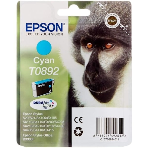 EPSON T0892 syaani mustekasetti - Monkey (C13T08924011)
