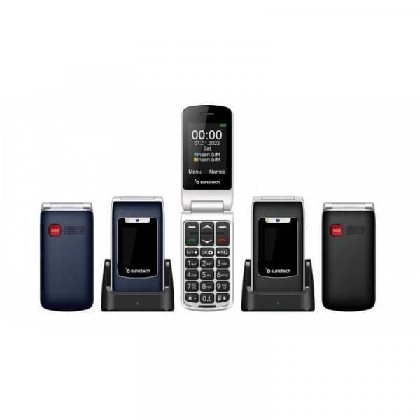 Seniortelefon - SUNSTECH - CELT23 - Klappdesign - Stora knappar - SOS-knapp