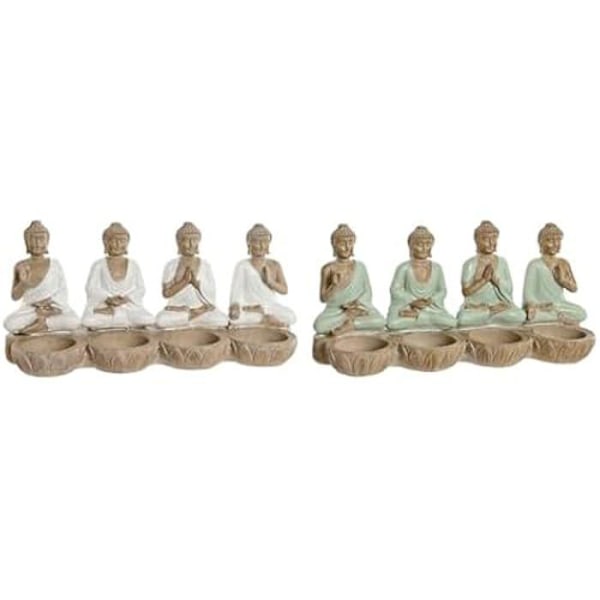 Koristehahmo - HOME ESPRIT - Itämainen Buddha - Monivärinen - 24 x 9 x 11 cm - 2 kpl:n setti Flerfärgad