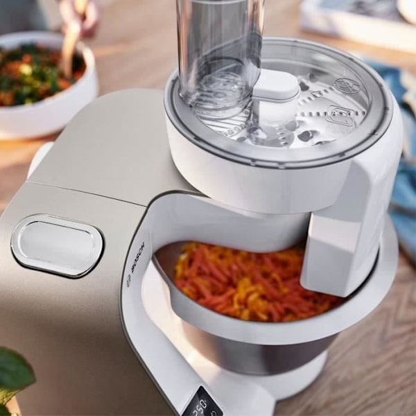BOSCH - Standmixer - 1000W - 3,9 L skål i rustfrit stål - integreret vægt og timer - MUM 5 CreationLine - hvid/champagne - MUM5XW20
