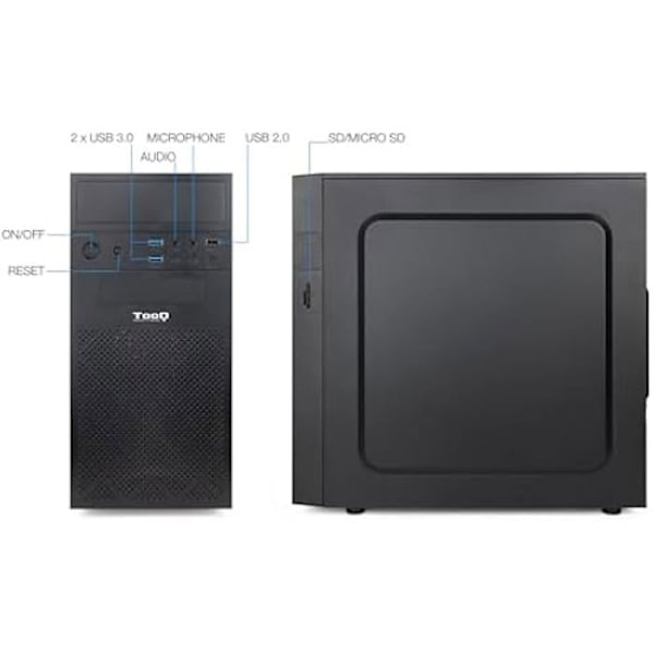 TOOQ TQC-4701U3C-B Micro-ATX/Mini-ITX minitornikotelo - Etukortinlukija, musta