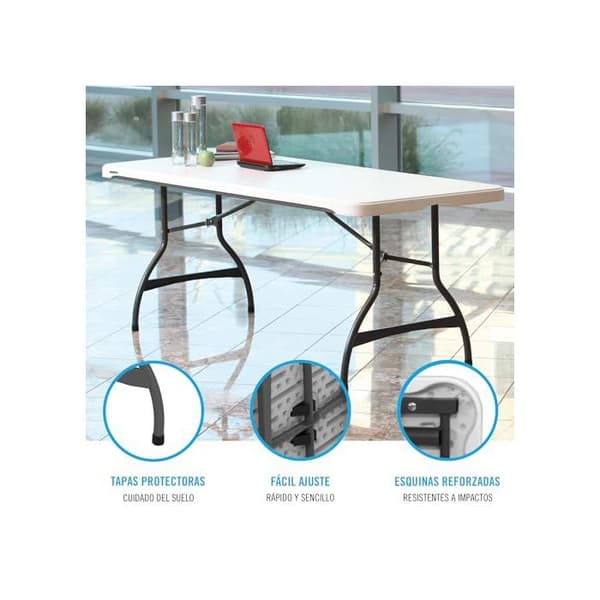 Fällbar restaurangbord - LIFETIME - 183x76 cm - Vit - Högdensitetspolyeten - Fällbar - Utomhusbruk Vit