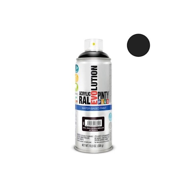 Sprayfärg - GENERISK - Pintyplus Evolution - 520cc - Mörk Svart - Vattenbaserad Mörk svart