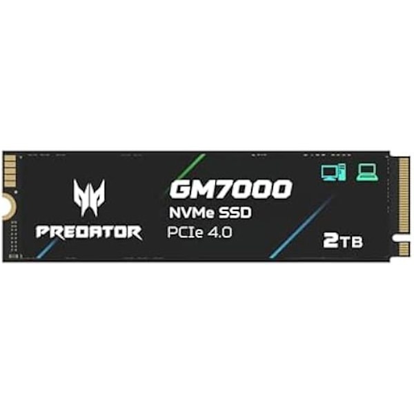 Acer Predator GM7000 2TB M.2 SSD 2280 NVMe Gen4 intern hårddisk för spel, kompatibel med PS5 upp till 7400 MB/s - BL.9BWWR.106