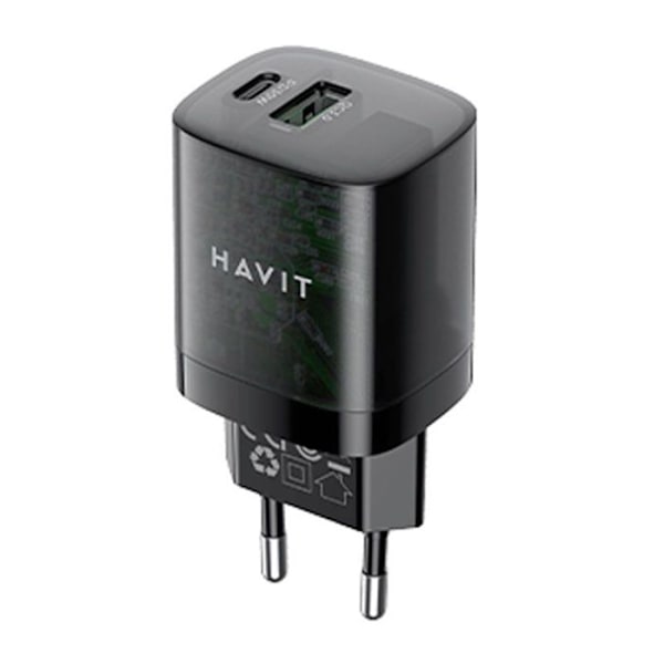 Batteri til Type-C stik, USB, PD30W - Havit (UC303 EU) - Sort Sort