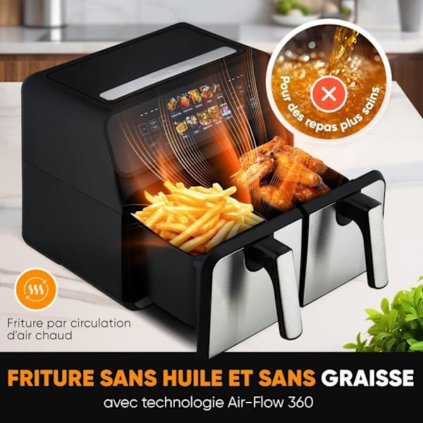 Dobbelt luftfrituregryde 2200W 8 liter (2x4 L) PROFICOOK