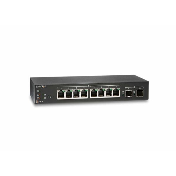 Switch - SonicWall - SWS12-8POE - POE - 8 portar - Stöd 1 år