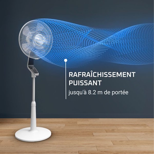 Rowenta Turbo Silence Extreme Golvv ventilator, Kraftfull, Tyst VU5690F0 Vit och metallisk
