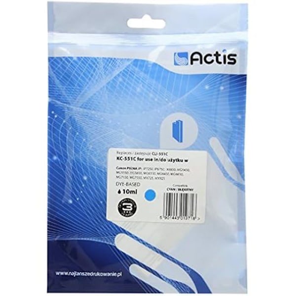 Printpatron til inkjet - ACTIS - 551C 551C CLI - Sort - Kompatibel med Canon