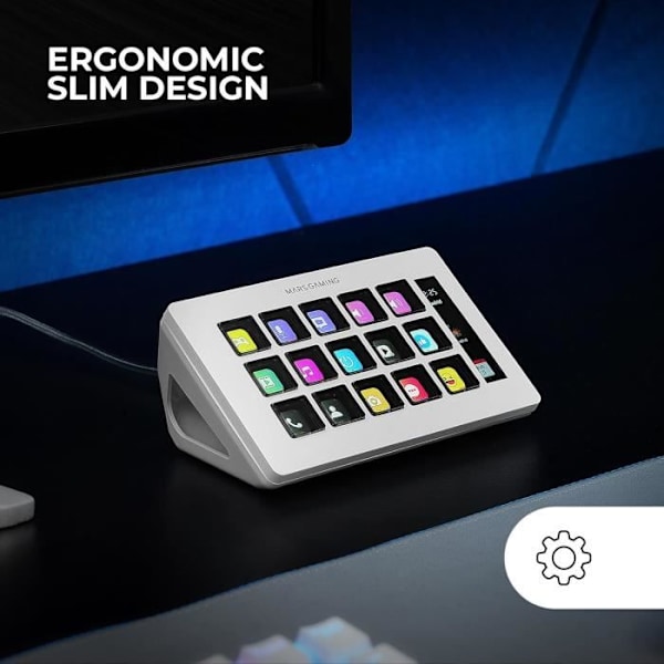 Kontrol Deck - Mars Gaming - MSD-One - 15 Tilpassede LCD-taster - Forstørret LCD-skærm - Windows og MacOS