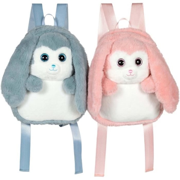 Fluffy Bag - GIPSY TOYS - Pehmustettu reppu - Vaaleanpunainen ja valkoinen pupu 30 cm Rosa, Vit