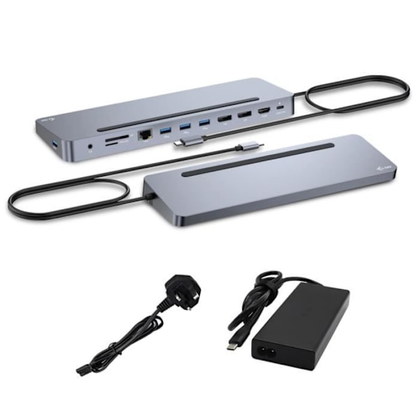 USB-C-dockningsstation - I-TEC - Ergonomisk 4K - 3 Skärmar - 100W - Metall