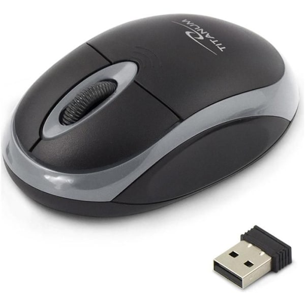 Langaton optinen hiiri - Titanum - RAVUN - 2.4 GHz - 3 nappia - Harmaa USB-vastaanotin musta, Harmaa