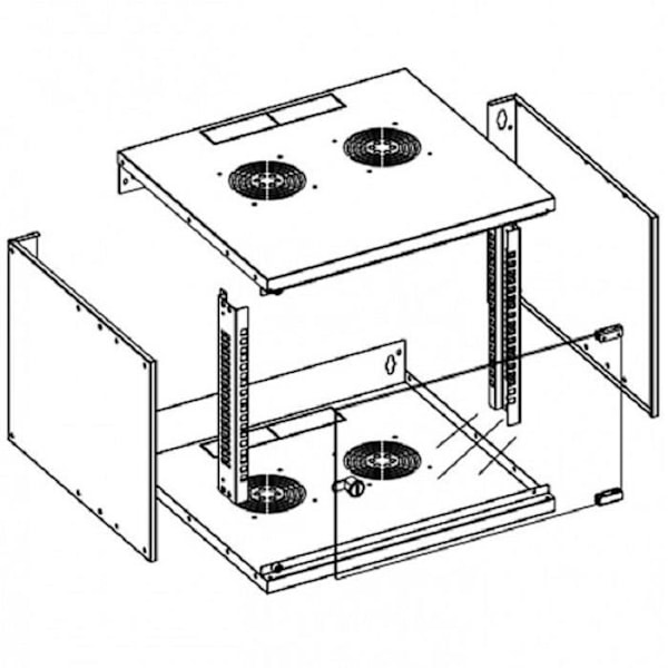 Coffret 19 6U Musta seinäasennettavaksi syvyys 450 mm