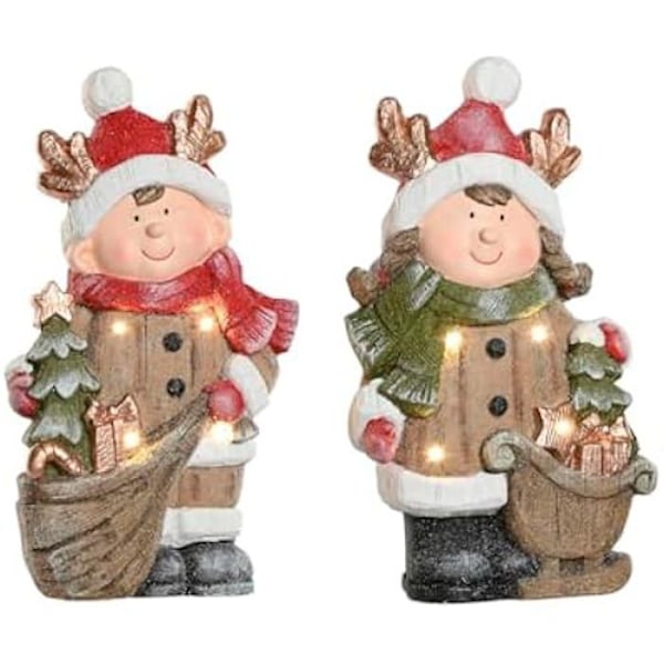 Julepynt - HOME ESPRIT - Brun Rød - 10,5 x 23 x 40 cm - 2 enheder - Flerfarvet mångfärgad