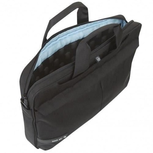 TECHAIR Premium Modern blød computertaske 15,6" - Sidebeskyttelse - Trolleyfastgørelse - Sort - Blåt foring
