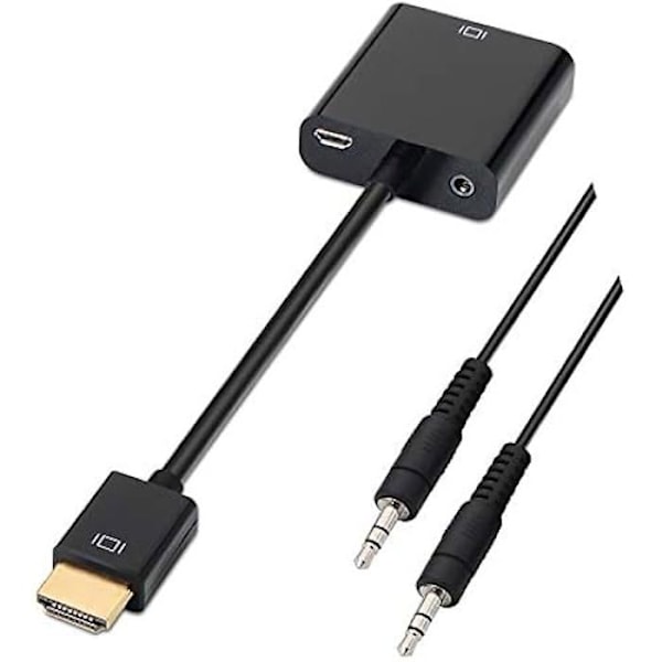 AISENS A122 – 0126 – HDMI til SVGA-konverter (Jack 3.5/H, 10 cm + 1 m til tilslutning af VGA-skærmen) Farve Sort