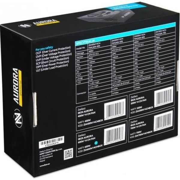 PC-virtalähde IBOX AURORA 500W (ZIA500W14CMBOX)
