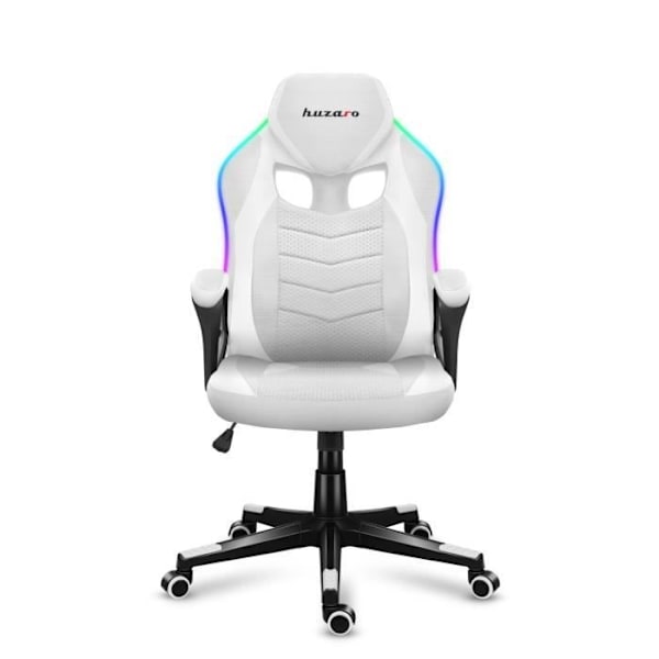 Gaming stol - HUZARO - Force 2.5 RGB - LED-belysning - Åndbart stof - Ergonomisk design Vit