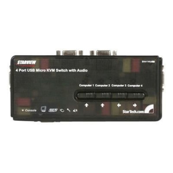 STARTECH 4-porttinen USB VGA KVM -kytkin kaapeleilla - Näppäimistön hiiri -näytön kytkinsarja - musta