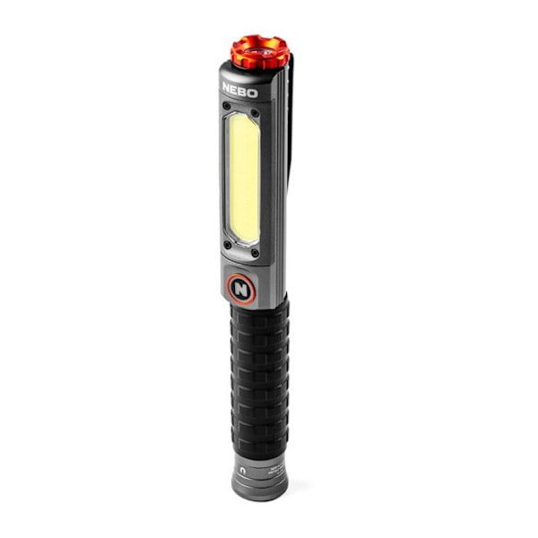NEBO Big Larry 3 Stealth - työvalo, 600 lumenin taskulamppu COB-työvalolla, magneettinen taskupidikejalusta Svart