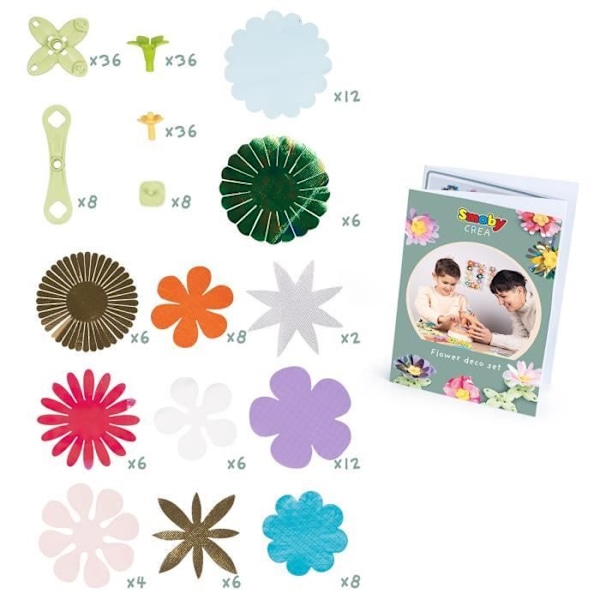 Smoby - Kreativ fritid - Blomstersæt, dekorative genstande - 200 tilbehør - Fremstillet i Frankrig Flerfärgad