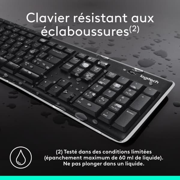 Näppäimistö - Langaton - Logitech - K270 - AZERTY - Musta