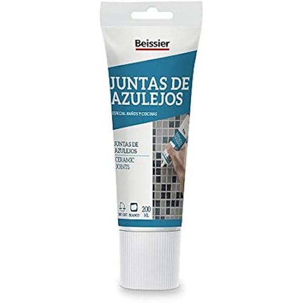 Spackel för att fästa kakel - BEISSIER - 70261-001 - Fuktbeständig - 200 ml - Vit
