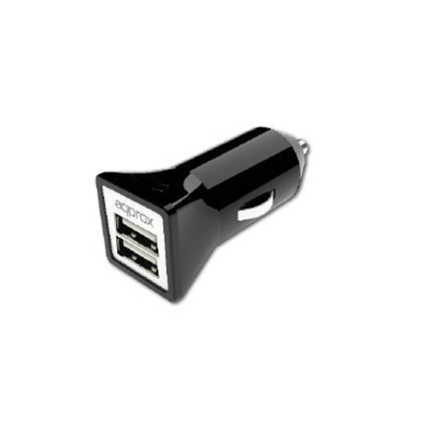 DOBBELT USB CIGAR LIGHTER ADAPTER 3.1A SORT GODKENDT