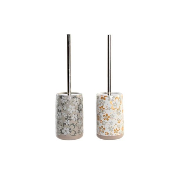 Toalettborste - DKD Home Decor - 10x10x36 cm - Pack om 2 - Ergonomisk - Modern design grå/beige