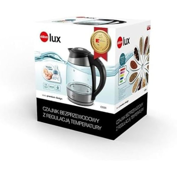 C520 ELDOM LUX glas kedel kapacitet 1,7 l vandtemperatur kontrolpanel 2200 W