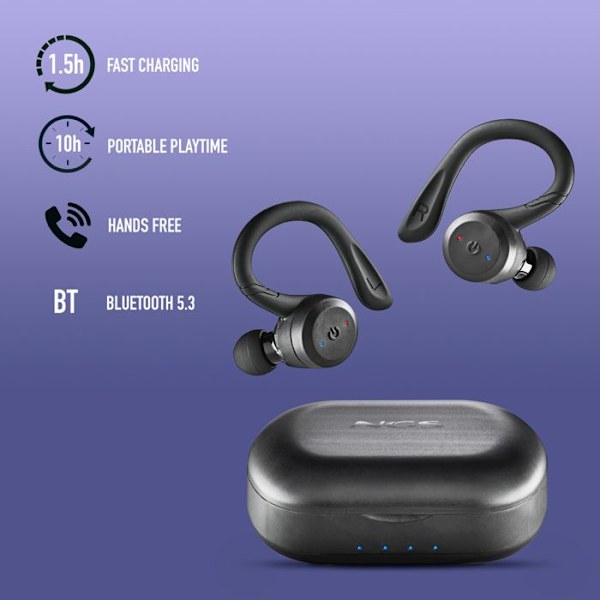 Langattomat kuulokkeet - NGS - ARTICA JOGGER - Bluetooth 5.3 - IPX7 - 40h käyttöaika Svart