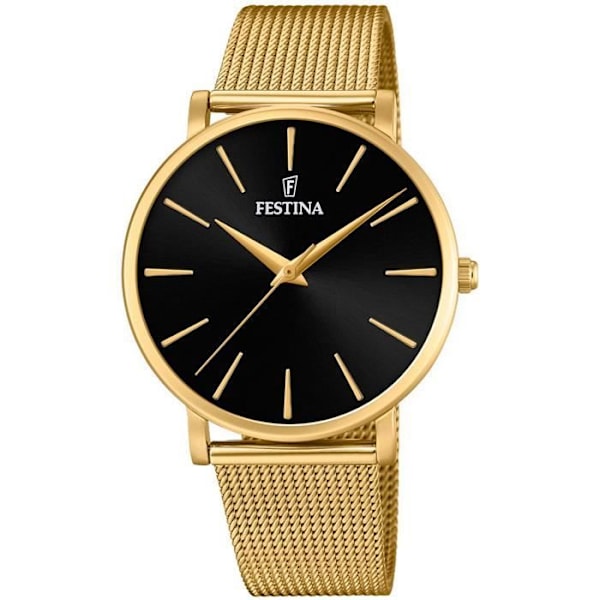 Dameur Kvinde - Festina - 20476 - Urkasse i Rustfrit Stål Guld - Sort Zifferblad - Chic Stil Svart guld