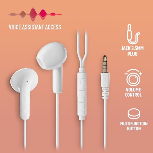 In-ear hörlurar - NGS - CROSS FLIP WHITE - Mikrofon - Volymkontroll - Röstassistent Vit