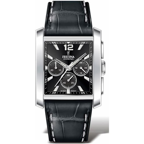 Ur - Festina - F20636-4 - Chrono - Læder - Analog - Rektangulær Svart