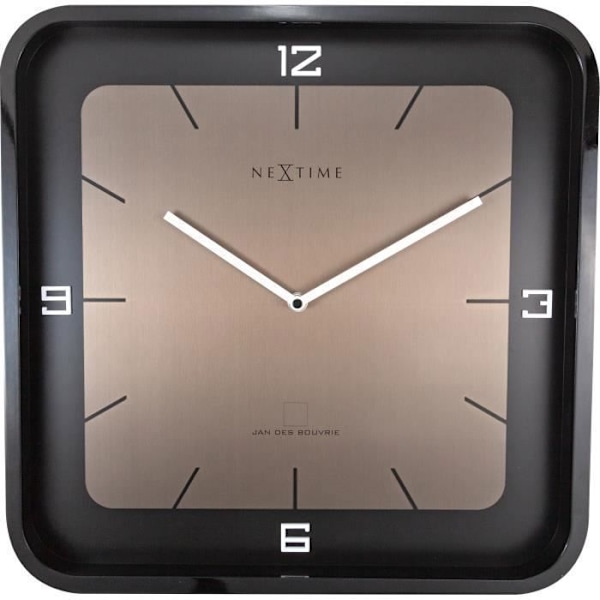 Vægur - NeXtime - Firkantet væg - 40 x 40 x 4 cm - Træ - Sort Svart