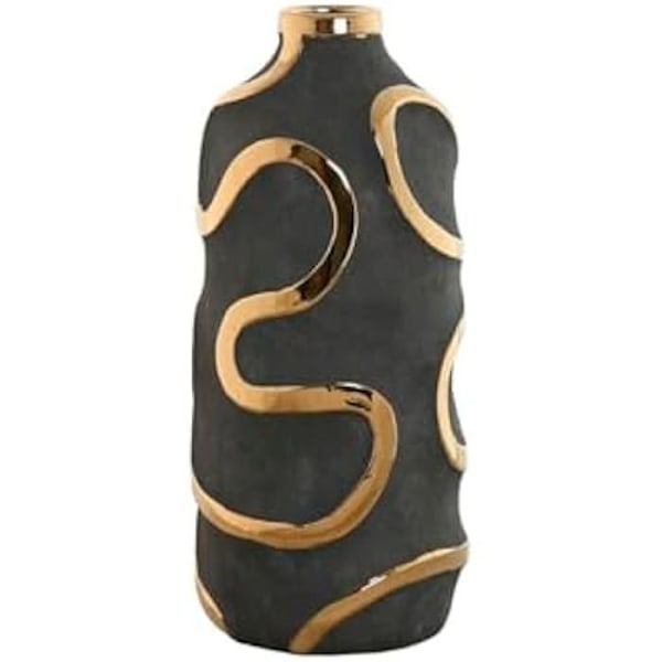 Dekorativ vase - HOME ESPRIT - Moderne abstrakt - Gylden grå - 19 x 19 x 45 cm - Flerfarvet Flerfärgad