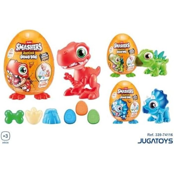 Opetuslelut - Zuru - 74116 - Egg Smashers Junior - Dinosaurushahmo - Muovailusavi 1 kg Flerfärgad