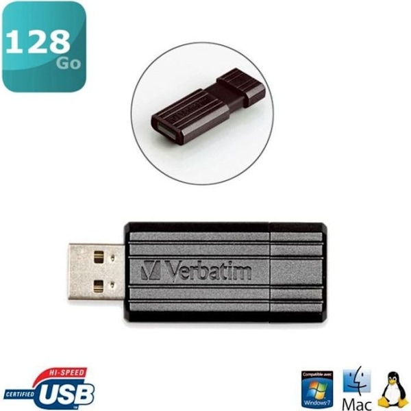 Verbatim Store'n'Go PinStripe USB-flashdrev 128GB Sort