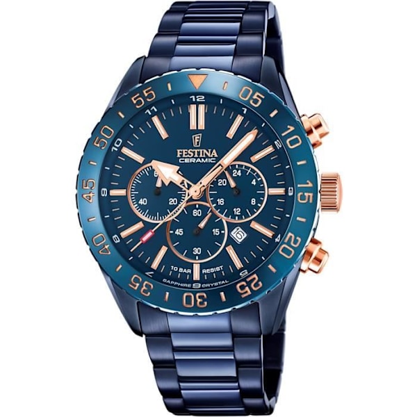Herreur FESTINA CERAMIC - Blå Stål - Quartz - Safirglas - Analog - Rund Blå