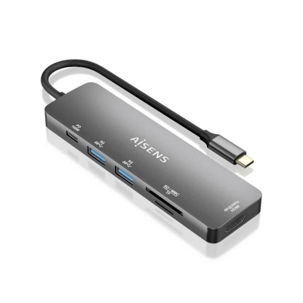 USB-C DOCK AISENS 6 IN 1 USB-C 1XHDMI 2XUSB-A 1XUSB-C PD 100W 15CM